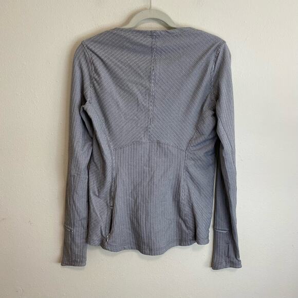 Lululemon Kanto Catch Me Shirt Top Long Sleeve Herringbone Running Grey 10 - Picture 4 of 8